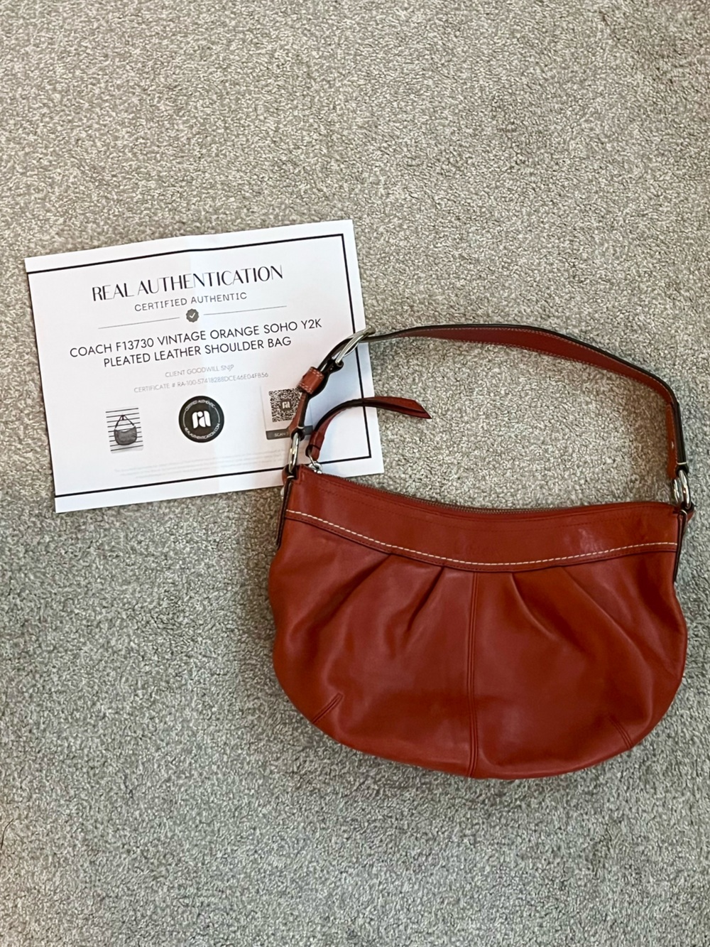 EUC Coach Burnt Orange SoHo Y2K Pleated Leather Shoulder Bag